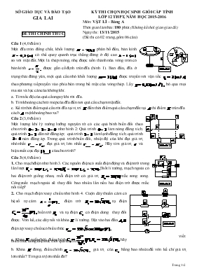Kỳ thi chọn học sinh giỏi cấp tỉnh lớp 12 THPT, năm học 2015-2016 môn Vật lí  Bảng a thời gian làm bài 180 phút